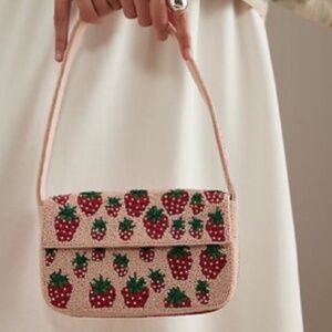 🍓🍓 NWT ANTHROPOLOGIE x MAEVE - Fiona Beaded Bag: Food & Drink, Strawberry Fields